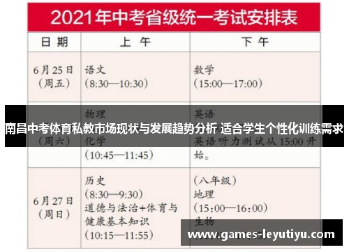 南昌中考体育私教市场现状与发展趋势分析 适合学生个性化训练需求